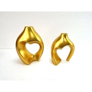 Golden resin abstract Nordic Hollow heart-shaped vases Embraced Hearts